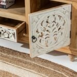 Flexwood solid wood tv unit cabinet( natural finish) - Image 4
