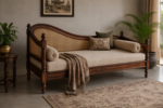 Flexwood sheehsaam wood and cane day bed with mattress(dark honey) - Image 2