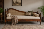 Flexwood sheehsaam wood and cane day bed with mattress(dark honey)