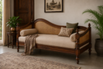 Flexwood sheehsaam wood and cane day bed with mattress(dark honey) - Image 3