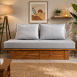 Flexwood solid wood 2 seater with drawer storage in (natural finish)
