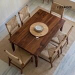 Modern  Cane 6 , 4 -Seater Dining Chair Set - Image 2