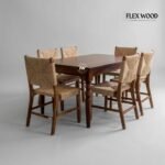 Modern  Cane 6 , 4 -Seater Dining Chair Set - Image 4
