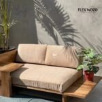 Flex Wood Daily 2 Seater Wooden Sofa Couch With Laptop Desk