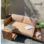 Flex Wood Daily 2 Seater Wooden Sofa Couch With Laptop Desk - Image 2