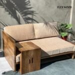 Flex Wood Daily 2 Seater Wooden Sofa Couch With Laptop Desk - Image 3