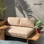 Flex Wood Daily 2 Seater Wooden Sofa Couch With Laptop Desk - Image 4