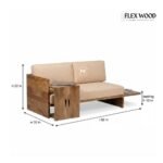 Flex Wood Daily 2 Seater Wooden Sofa Couch With Laptop Desk - Image 6